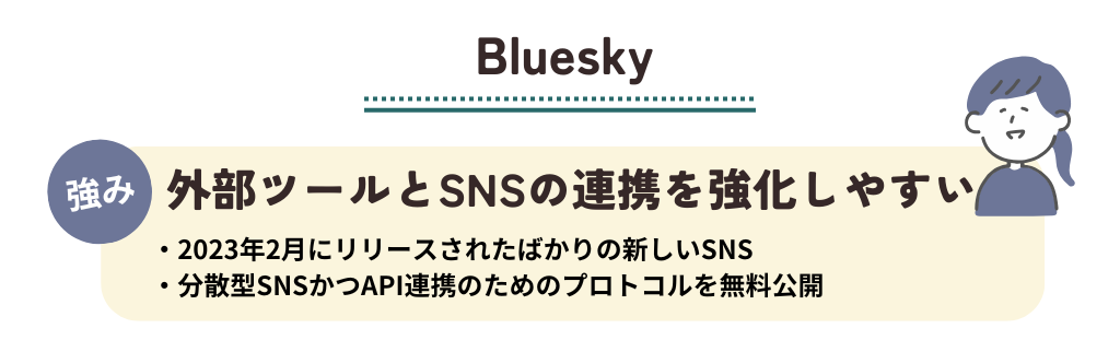 SNS特徴_Bluesky_外部ツールとSNSの連携を強化しやすい