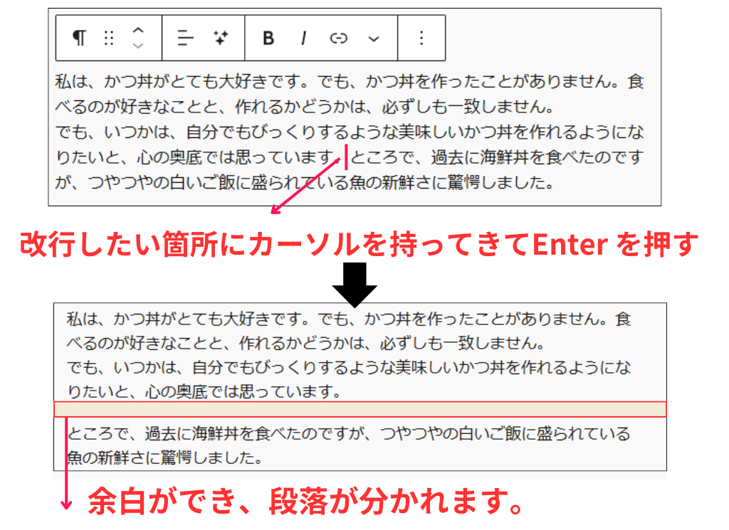 WordPress段落の入れ方手順_ビジュアルエディター