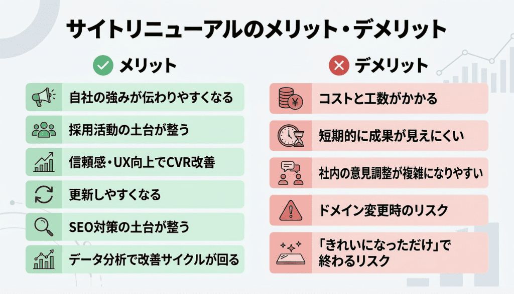 サイトリニューアルのメリットとデメリットまとめ