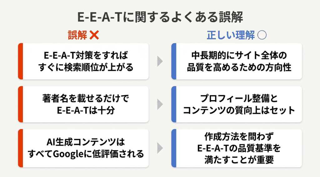 E-E-A-Tに関するよくある誤解